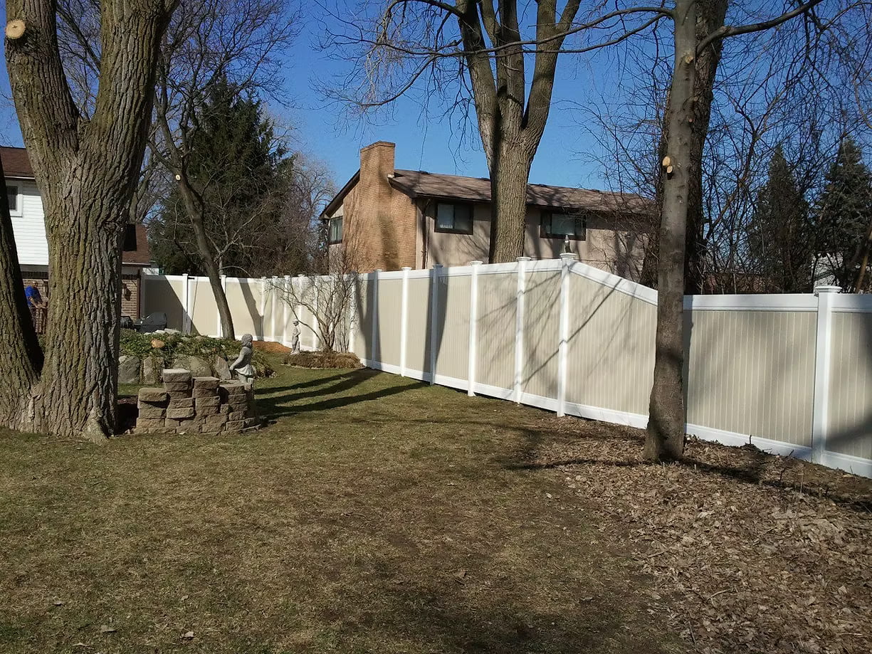 Two-tone, 6ft fencing with decorative post caps